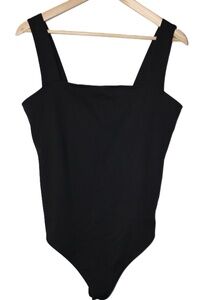 Abercrombie & Fitch Womens Sleeveless Solid Wide Strap Bodysuit Large Black